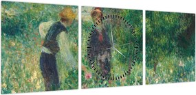 Obraz - Auguste Renoir, Picking Flowers, reprodukcje (z zegarem) (90x30 cm)