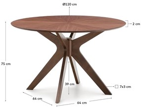 Okrągły stół z blatem w dekorze orzecha ø 120 cm Naanim – Kave Home