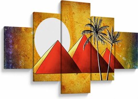 Obraz malowanych egipskich piramid (125x70 cm)