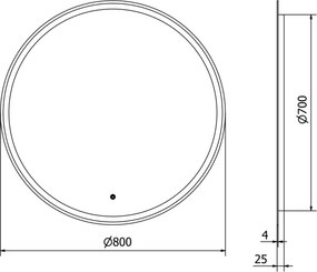 Mexen Gobi lustro łazienkowe podświetlane, okrągłe 80 cm, LED 6000K, antypara - 9801-080-080-611-00