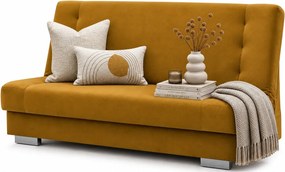 Musztardowa rozkładana wersalka z pojemnikiem W5-T17