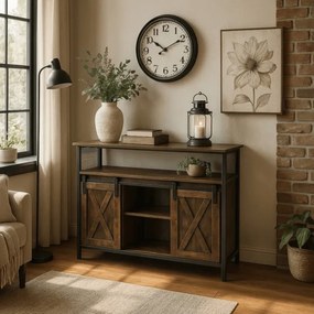 Komoda ARLO 100 cm z Półkami Dąb Rustykalny/Czarny Loftowa