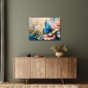 Obraz - Malowanie kwiatów i motyli (70x50 cm)