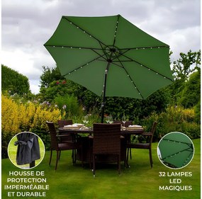 Zielony parasol LED uchylny 2,7 ​​m