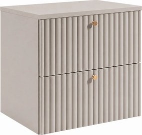 Szafka łazienkowa wisząca z blatem 60, kaszmir + blat kaszmir, uchwyty w trzech kolorach, 60 x 44,4 x 58,6 cm