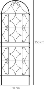 Outsunny Pergola Metalowa 2 szt. Wkopywana, Antykorozyjne Wsparcie dla Roślin Pnących 50x150 cm, Czarna