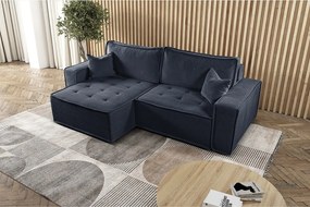 Narożnik z funkcją spania w kształcie L Bohoo, tkanina Raven, Grafitowy, Lewy