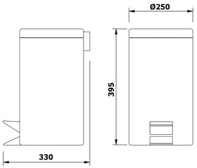 AQUALINE 27112 Simple Line Kosz na śmieci okrągły 12 l, stal nierdzewna