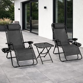 Zestaw 2 leżaków ogrodowych ze stolikiem Malibu TDC2503, kolor czarny