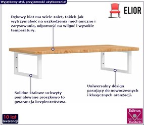 Jasnobrązowa półka 100x50 białe uchwyty - Bafo