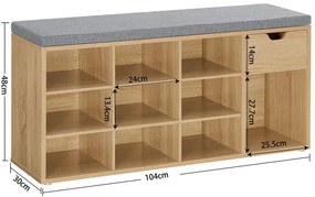 Duże siedzisko z szafką na buty i szulfadą dąb sonoma - Sato