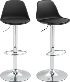 HOMCOM Zestaw 2 Stołków Barowych z Oparciem, Obrotowe, Regulowane na Wysokość, Nośność do 120 kg, 42 x 38 x 82-104 cm, Czarny