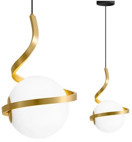 LAMPA WISZĄCA SZKLANA KULA SPIRALA APP1733-1CP ZŁOTA