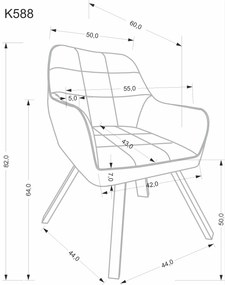 Krzesło do jadalni obrotowe z podłokietnikami beżowe welurowe K588
