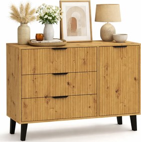 Ryflowana komoda z 3 szufladami i szafką dąb artisan R3-T24