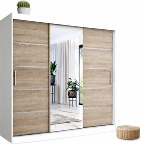 Szafa przesuwna 200 cm biały + dąb sonoma K4-T62