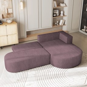 Masseno Narożnik CORTIO z funkcją spania i pojemnikiem na pościel Narozniki L, Rozkładana sofa - Wrzos, POSO 130