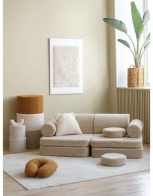 Jasnobrązowa sofa dla dzieci z materiału bouclé 132 cm Settee – Wigiwama