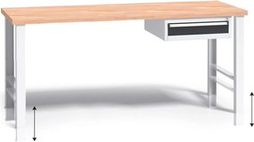 Stół warsztatowy z regulacją wysokości G3, 1700 x 685 x 840-1050 mm, 1x 1 szufladowy kontener, grafitowy