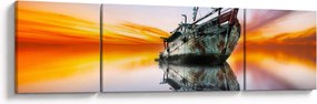 Obraz - Wschód słońca nad wrakiem łodzi (170x50 cm)