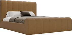 Emporius Valetta łóżko dwuosobowe 200x200 - wyoski przód, pojemnik, tkanina boucle - łóżko sypialniane w nowoczesnym stylu - pomarańczowy (Anthology 10)