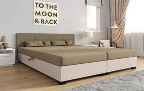 Łóżko tapicerowane dwuosobowe jasny brąz + ecru D6-M84