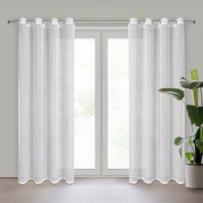 Firana gotowa biała z siateczki szenilowa nić przelotki 140x250 cm