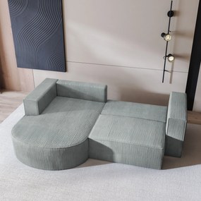 Masseno Narożnik SORELA z funkcją spania i pojemnikiem na pościel Narozniki L, Rozkładana sofa - Jasnoszary, POSO 55