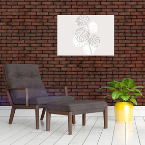 Obraz na szkle - Line art monstera N⁰3 (70x50 cm)