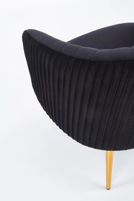 CROWN fotel wypoczynkowy czarny, złoty, glamour, klasyczny, velvet, welur