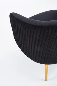 CROWN fotel wypoczynkowy czarny, złoty, glamour, klasyczny, velvet, welur