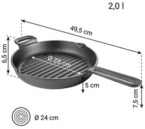 Żeliwna patelnia do grillowania ø 28 cm Massive – Tescoma