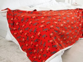 Koc z baranka z mikropluszu BUFFALO DEER czerwony Rozmiar: 150 x 200 cm