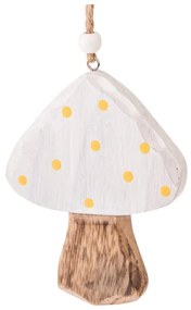 Zestaw 3 białych drewnianych wiszących dekoracji Dakls Mushroom