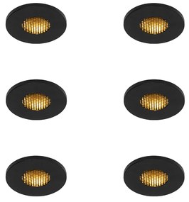 Zestaw 6 nowoczesnych, wpuszczanych reflektorów łazienkowych czarnych IP54 - Shed Honey