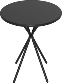 Outsunny Stół Ogrodowy Ø60 x 70 cm, Wodoodporny Stół Balkonowy ze Stali, Okrągły z Podkładkami Czarny