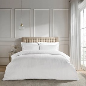 Białe prześcieradło elastyczne 90x190 cm Satin Stripe – Catherine Lansfield