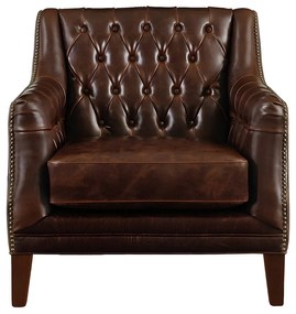 Fotel ze skóry COLBERT - Kolor: brązowy