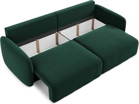 Ciemnozielona aksamitna rozkładana/ze schowkiem sofa 238 cm Kalena – Makamii