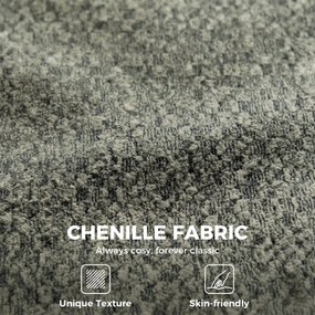 HOMCOM Fotel obrotowy lounge w stylu Chenille, szerokie siedzisko, do salonu i sypialni, Szary | Aosom PL