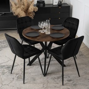 Stół Okrągły LAUREN 80 cm Dąb Rustykalny/Czarny Loft Nowoczesny