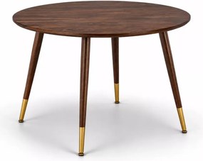 Okrągły stół Hestiano 110 cm w kolorze orzechowym z MDF i złotymi detalami do jadalni