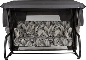 VENEZIA Huśtawka ogrodowa, metalowa, szara z liśćmi