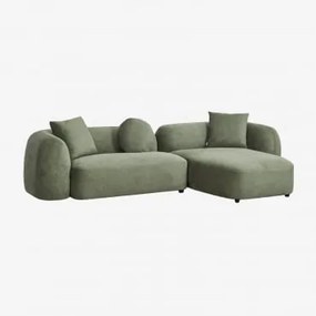 Dwuczęściowa Prawa Sofa Modułowa Z Szezlongiem W Kolorze Coco Chenille Tkaniny Szenil Salvia Zieleń - Sklum
