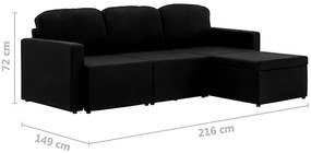 Rozkładana sofa modułowa czarna tkanina K1-M35