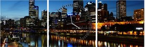 Obraz nocy w Melbourne (z zegarem) (90x30 cm)