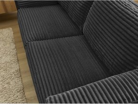 Czarna sztruksowa sofa do spania/rozkładana 240 cm Hugo – Bobochic Paris