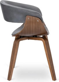 Krzesło Tapicerowane z Drewna Giętego Do Jadalni GARY Szare/Orzech Nowoczesne Loft