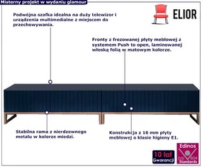 Komplet 2 szt granatowych szafek RTV z lamelami - Irving 10X