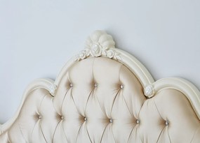 Łóżko glamour pikowane 180x200 cm ecru z kryształkami Chiara. Łóżko francuskie z tapicerowanym zagłówkiem. Meble w stylu francuskim La Perle.